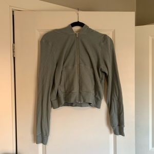 Sage green zip up light weight hoodie